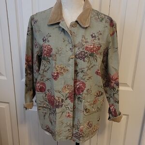 Coldwater Creek Utility Jacket Cream and Tan Relaxed Fit